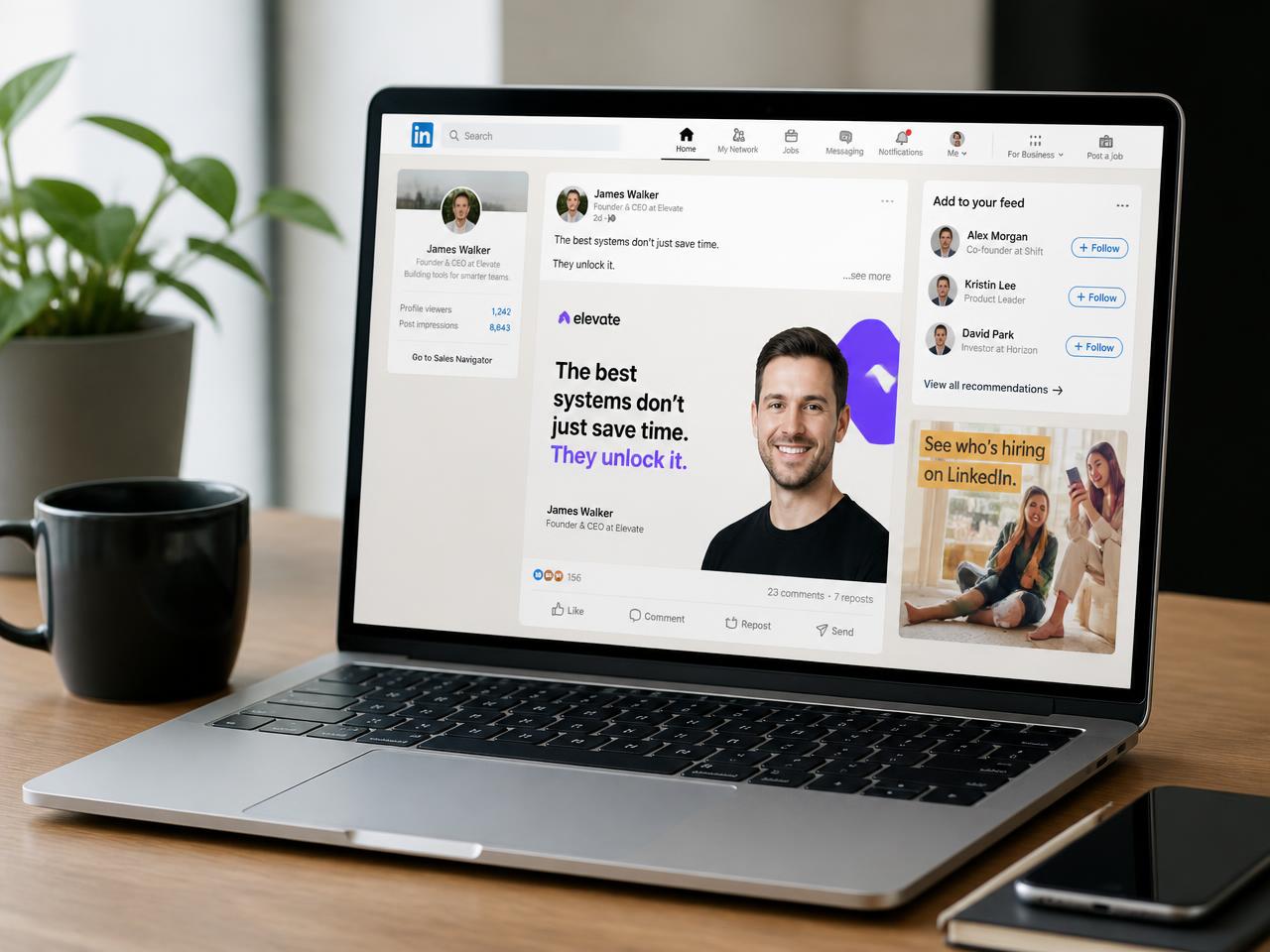 Founder personal brand post set — Social Media work presented by Gynex Technology