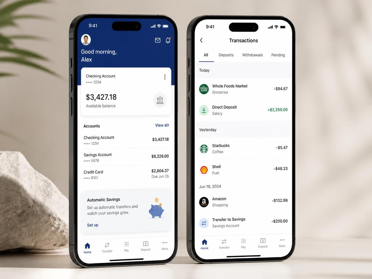 Mobile banking app UI/UX concept — UI/UX work presented by Gynex Technology